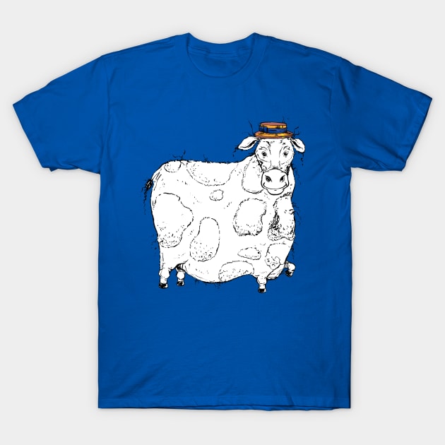 Large Plump Cow with a Precious Barber Shop Hat T-Shirt by obillwon